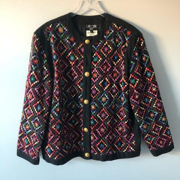 Gene Ewing Embroidered Jacket Rainbow Geometric L - Picture 9 of 9